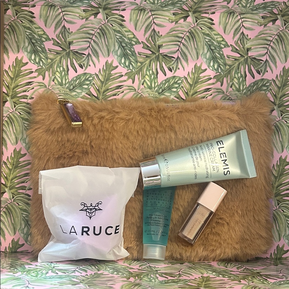 Ipsy Cosmetic Bag with Skincare Set Laruce sponge Elemis Tarte avant
